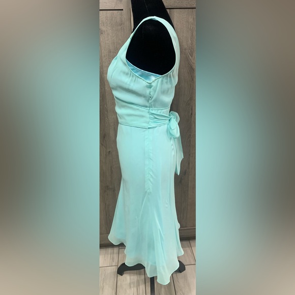 Vintage Express Fashions Sheer Aqua Blue Sleeveless Party Dress Women's Size 2 - Picture 4 of 13